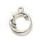 Alloy Pendants, Antique Silver Charms, Round, 19.5x16x3mm, Hole: 2mm