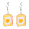 Resin Food Model Dangle Earrings, Jewely for Women, Yellow, Rectangle, 43x17mm