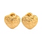 Ion Plating(IP) 304 Stainless Steel Stud Earrings, Heart with Textured, Real 14K Gold Plated, 11x12mm