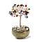 Natural Mixed Stone Chips Tree Decorations, Ceramic Bowl Base Copper Wire Feng Shui Energy Stone Gift for Home Desktop Decoration, 67~70x110~115mm