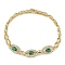 Cubic Zirconia Oval Link Chain Bracelet, Rack Plating Brass Jewelry for Women, Long-Lasting Plated, Lead Free & Cadmium Free, Real 18K Gold Plated, Green, 7-5/8 inch(19.5cm)