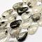 Natural Lodolite Quartz Beads Strands, teardrop, 28~32x17~21x7~10mm, Hole: 1mm, about 12~13pcs/strand, 16.1 inch