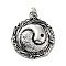 Tibetan Style Alloy Pendants,  Yin-yang Charms, Antique Silver, 41x32x5mm, Hole: 6mm