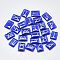 Spray Painted Glass Cabochons, Rectangle with Runes/Futhark/Futhorc, Blue, 19~20x14~15x4.5~6mm, 25pcs/set