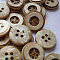 Carved Round 4-hole Basic Sewing Button, Coconut Button, BurlyWood, about 13mm in diameter, about 100pcs/bag