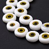 Handmade Evil Eye Lampwork Flat Round Bead Strands LAMP-L058-10mm-27-5