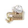 Real 18K Gold Plated Rack Plating Brass Micro Pave Clear Cubic Zirconia Pendants KK-C015-17G-09-2