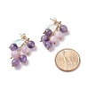Grape and Leaf Dangle Stud Earrings EJEW-TA00034-4