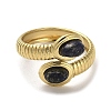 Natural Lapis Lazuli Snake Open Cuff Ring RJEW-C036-01A-G-2