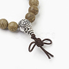 Natural Dyed Round Sandalwood Beads Stretch Bracelets BJEW-JB03844-02-2