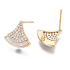 Brass Micro Pave Clear Cubic Zirconia Earring Findings KK-S356-359-NF-2