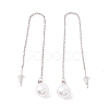 Long Chain with Plastic Pearl Dangle Stud Earrings EJEW-A067-11P-2