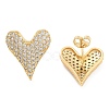 Brass Micro Pave Clear Cubic Zirconia Stud Earrings EJEW-U005-12C-G-2