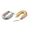 Ion Plating(IP) Rainbow Color 304 Stainless Steel Rectangle Chunky Hoop Earrings for Women EJEW-G293-05M-2