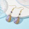 Transparent Resin & Walnut Wood Teardrop Pendant Dangle Earrings EJEW-JE05490-3