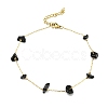 Natural Mixed Gemstone Chips Beaded Anklet with Vacuum Plating Golden 304 Stainless Steel Chains for Women AJEW-Z008-02-2