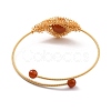 Rhombus with Natural Red Agate Cuff Bangle BJEW-A122-01-2