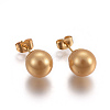 Shell Pearl Ball Stud Earrings EJEW-F178-02-3