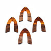 Transparent Resin & Walnut Wood Pendants RESI-N025-029-C02-2