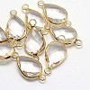 Golden Tone Brass Glass Teardrop Links connectors GLAA-J010A-HF31-G-2