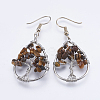 Natural Gemstone Dangle Earrings EJEW-F147-H-2