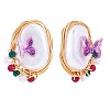 Shell Pearl with Acrylic Butterfly Stud Earrings JE973A-1