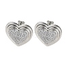 Heart Rack Plating Brass Micro Pave Clear Cubic Zirconia Stud Earrings for Women EJEW-A045-04P-1