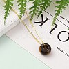 Rondelle Natural Tiger Eye Pendant Necklaces NJEW-JN03237-03-4