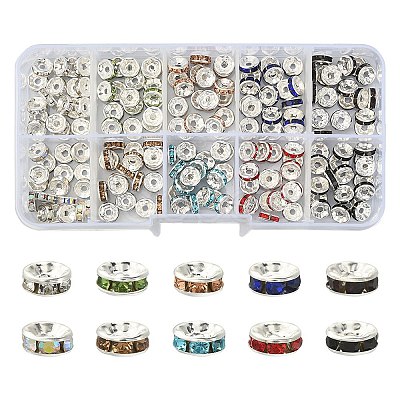 200Pcs 10 Colors Iron Flat Round Spacer Beads Sets RB-YW0001-07-1