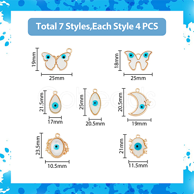 SUPERFINDINGS 28Pcs 7 Styles Alloy Resin Pendants FIND-FH0007-01-1