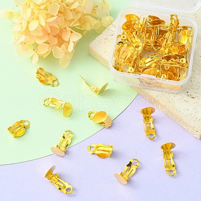 50Pcs Iron Clip-on Earring Settings IFIN-YW0001-99-1