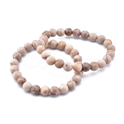 Natural Maifanite/Maifan Stone Bead Stretch Bracelets X-BJEW-K212-A-044-1