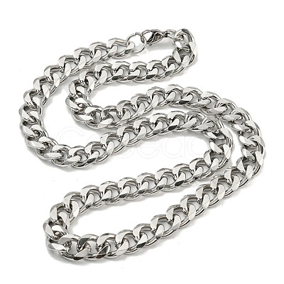 Non-Tarnish 201 Stainless Steel Curb Chain Necklaces NJEW-Q336-12B-P-1