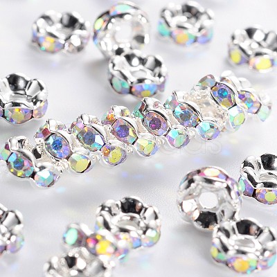 Brass Rhinestone Spacer Beads RB-A014-L6mm-28S-NF-1