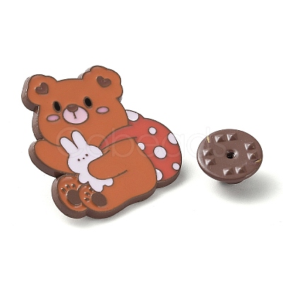 Bear with Bag & Rabbit Enamel Pins JEWB-Q036-02B-1