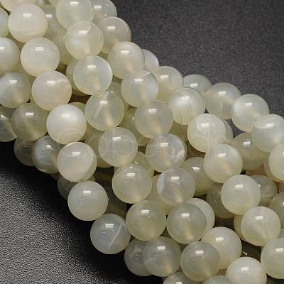 Round Natural White Moonstone Bead Strands G-L425-22-12mm-1