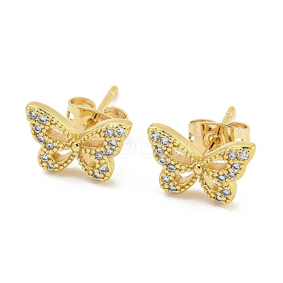 Brass Micro Pave Cubic Zirconia Ear Studs EJEW-P261-23A-G-1