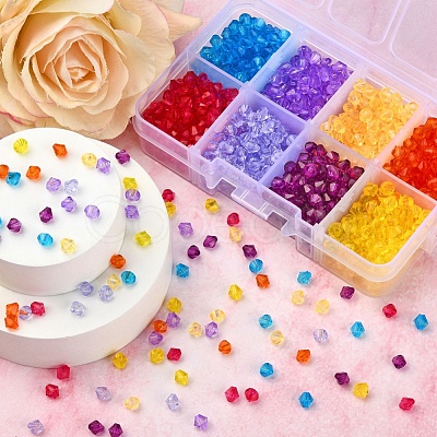 1160Pcs 8 Colors Transparent Acrylic Beads MACR-YW0001-86-1