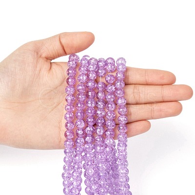 Spray Painted Crackle Glass Beads Strands CCG-Q002-8mm-04-1