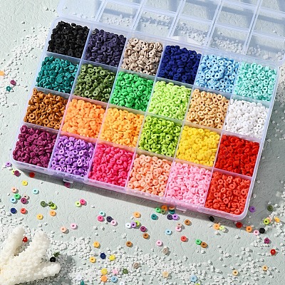 8400Pcs 24 Colors Handmade Polymer Clay Beads CLAY-YW0001-11A-4mm-1