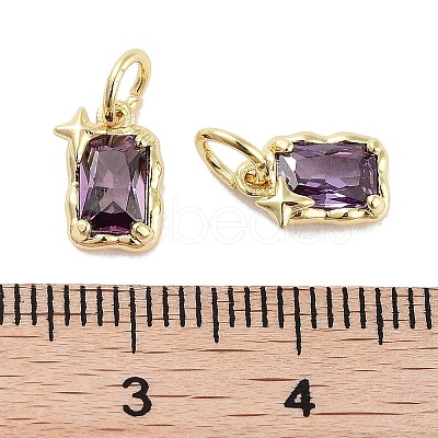 Brass Micro Pave Cubic Zirconia Charms KK-C051-10G-04-1