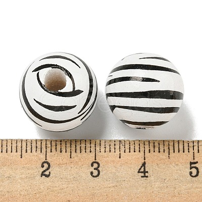 Printed Wood European Beads WOOD-G022-14A-1