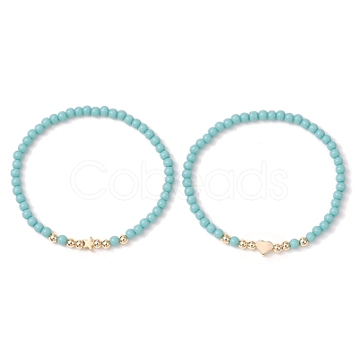 2Pcs 2 Styles Glass Seed Beaded Stretch Bracelet Sets for Women BJEW-JB11373-05-1