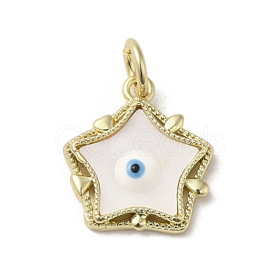 Evil Eye Enamel Shell Pendants KK-E092-26G-02-1