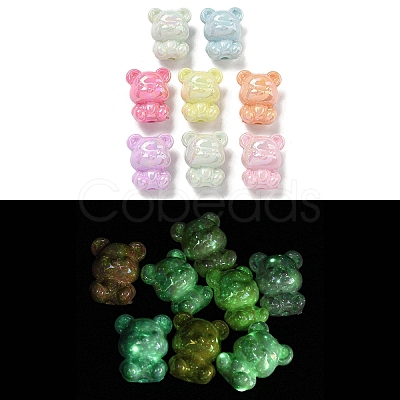 Luminous UV Plating Rainbow Iridescent Opaque Acrylic Beads OACR-E041-20-1