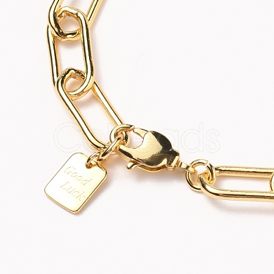 Brass Paperclip Chain Bracelets BJEW-H537-10G-1