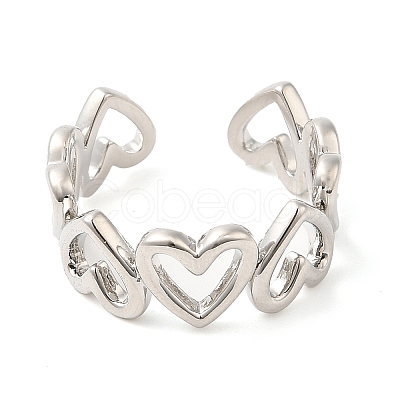 Rack Plating Brass Open Cuff Ring  for Women RJEW-Q770-30P-1