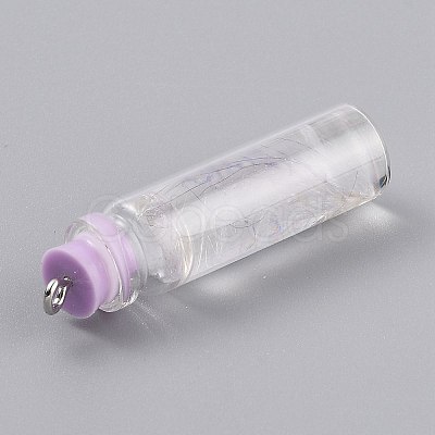 Transparent Glass Bottle Pendant Decorations EGLA-B002-01E-1