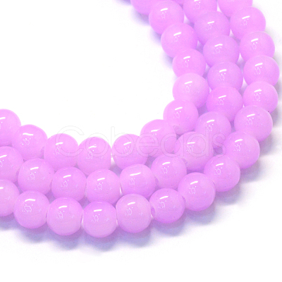 Baking Painted Imitation Jade Glass Round Bead Strands X-DGLA-Q021-6mm-23-1