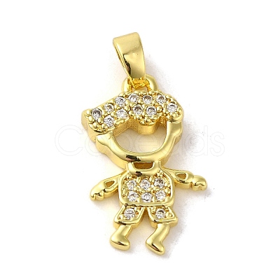 Rack Plating Brass Micro Pave CLear Cubic Zirconia Pendants KK-C053-08G-1